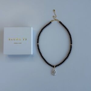 515 Garnet Stone Necklace with Pearl Pendant